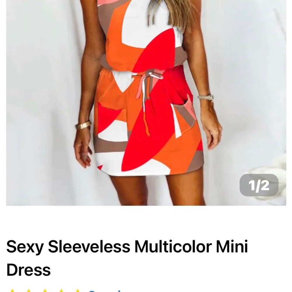 Multicolored Mini Dress size Large
